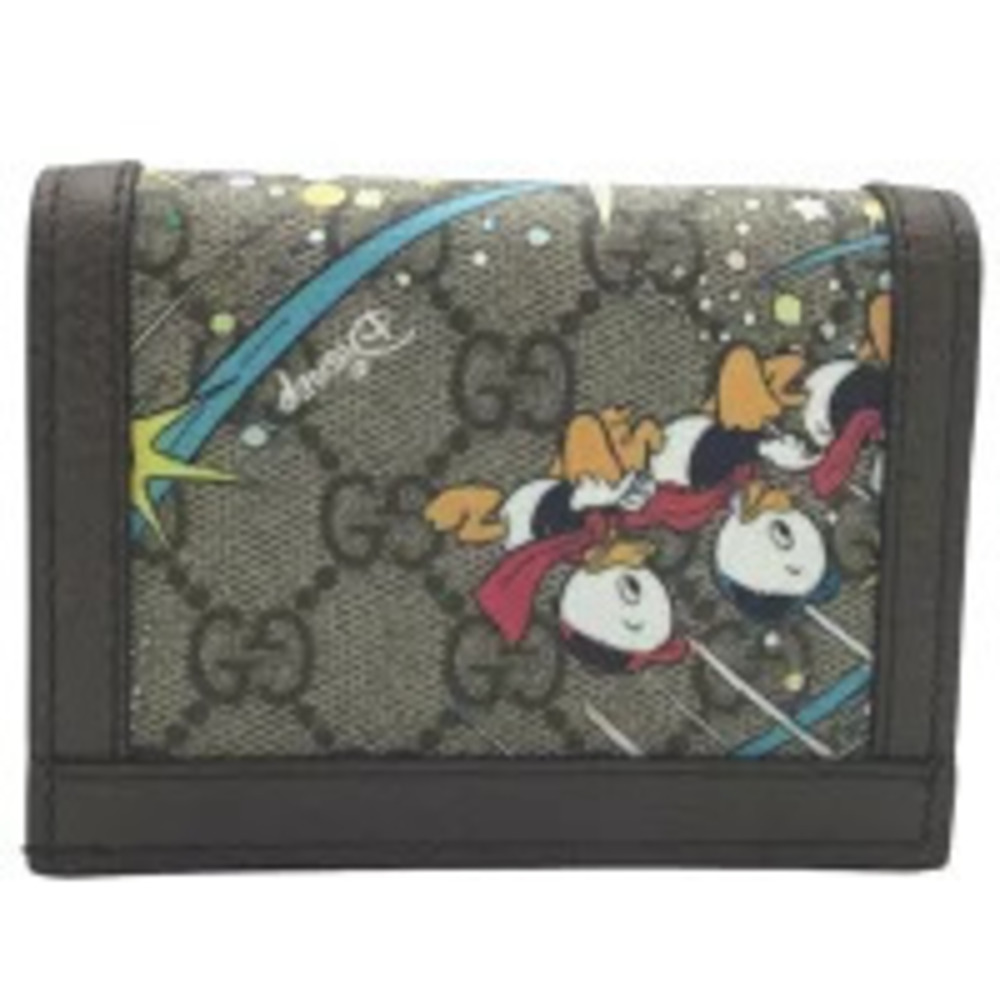 Gucci Wallet Duck Brown DISNEY Leather fold Multicolor Bi Donald Card Wallet